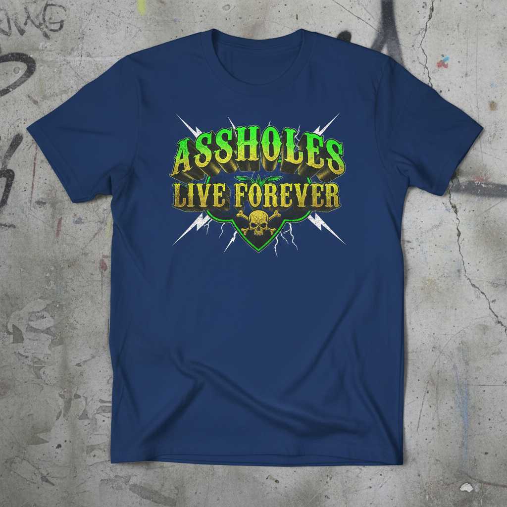 Assholes Live Forever Graphic T-Shirt Tee Novelty Unisex Clothing Gift Idea
