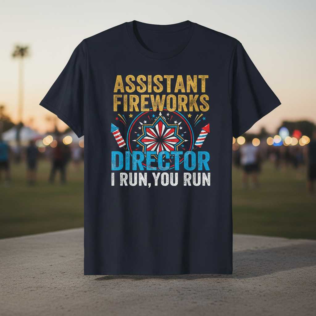 Assistant Fireworks Director I Run You Run Funny Graphic T-Shirt Tee Gift Idea