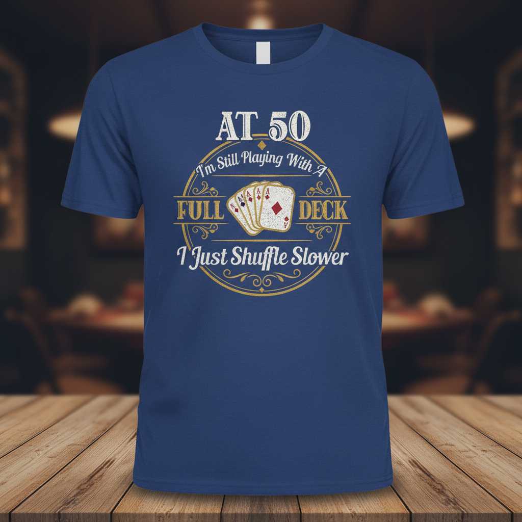 At 50 Im Still Playing With A Full Deck I Just Shuffle Slower T-Shirt Tee Gift