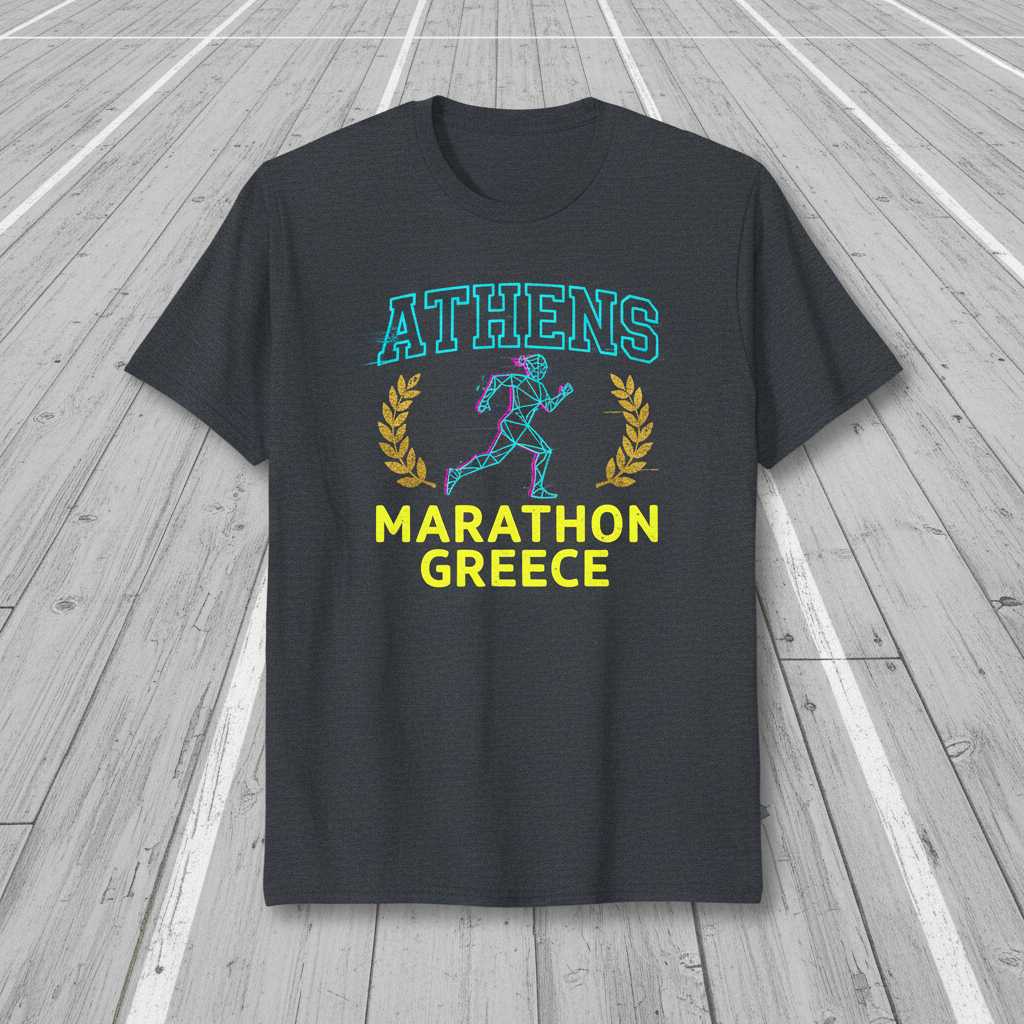 Athens Marathon Greece Graphic T-Shirt Running Tee Unisex Sports Fan Gear