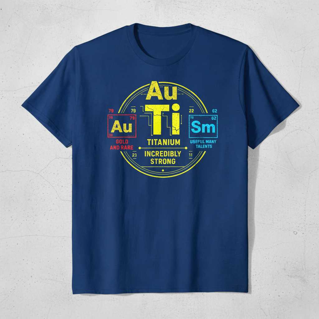 Au Ti Sm Gold Rare Titanium Strong Autism Awareness Graphic T-Shirt Tee Gift