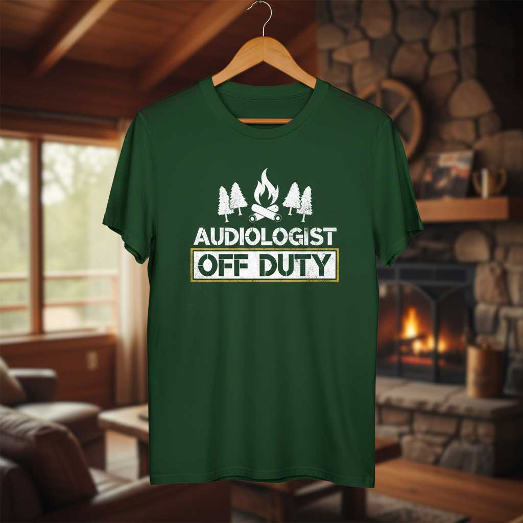Audiologist Off Duty Camper Graphic T-Shirt Tee Novelty Gift for Enthusiasts