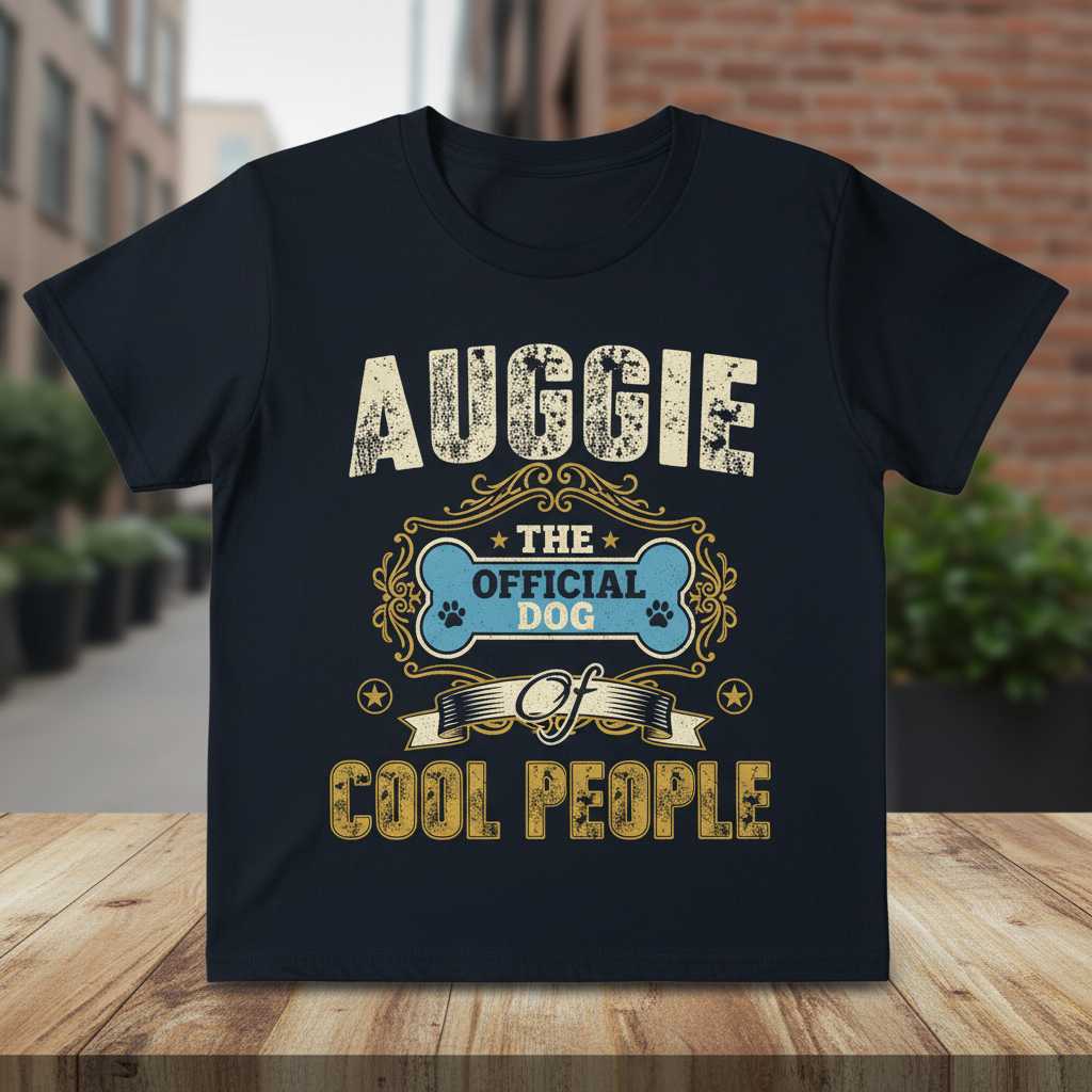Auggie The Official Dog of Cool People Vintage Graphic T-Shirt Tee Gift Idea