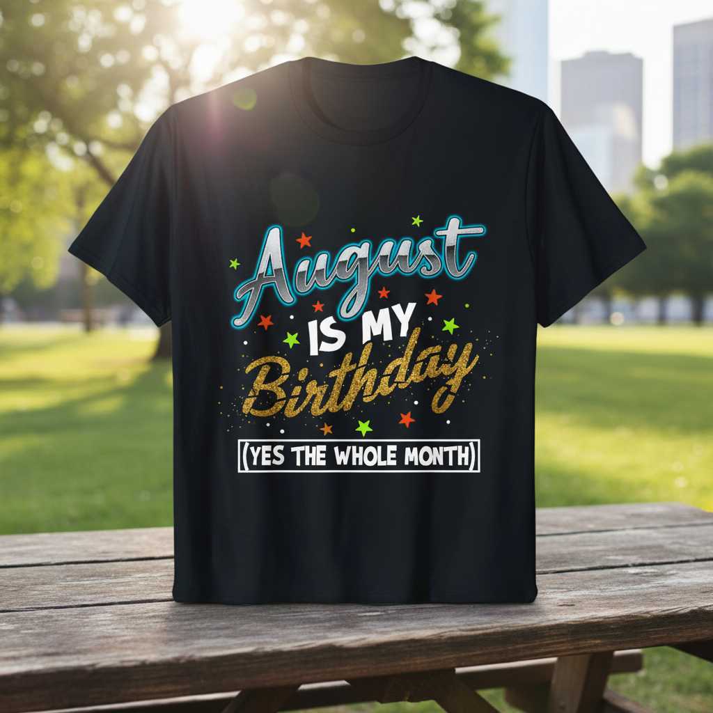 August Is My Birthday Yes The Whole Month Graphic T-Shirt Tee Gift Idea