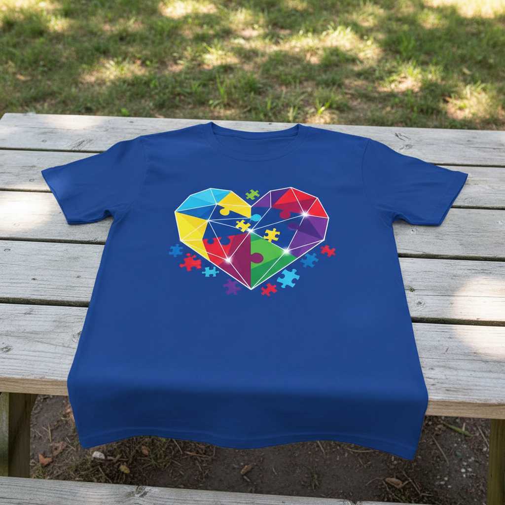 Autism Awareness Puzzle Heart Graphic T-Shirt Tee Unisex Gift Idea Clothing