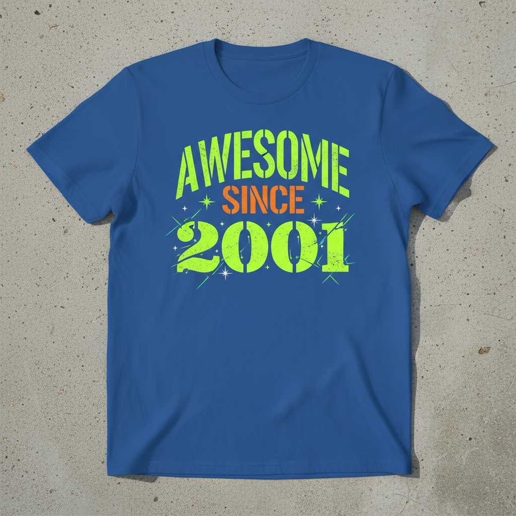 Awesome Since 2001 Retro Graphic T-Shirt Tee Birthday Gift Outfit Idea