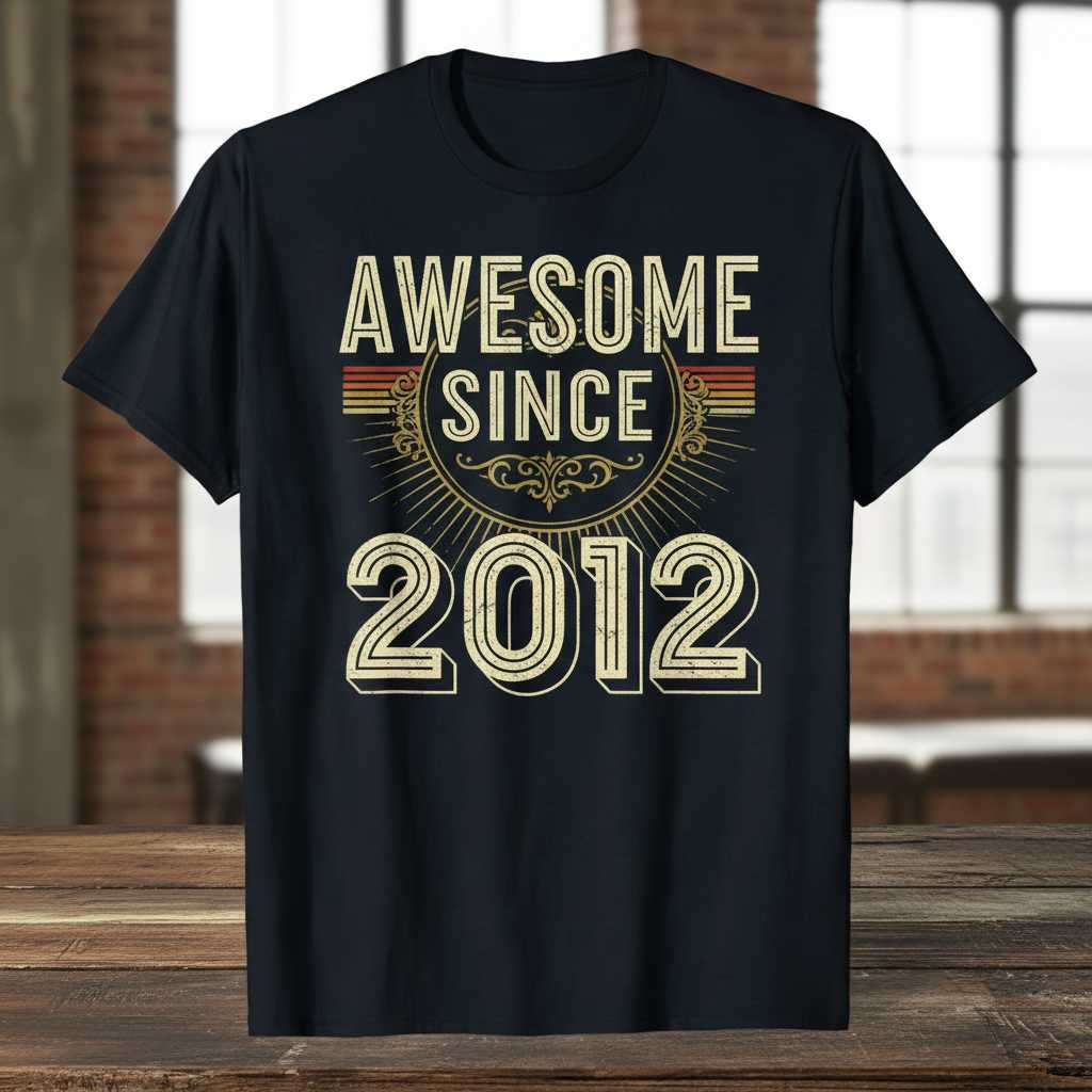 Awesome Since 2012 Vintage Graphic T-Shirt Retro Tee Birthday Gift Idea
