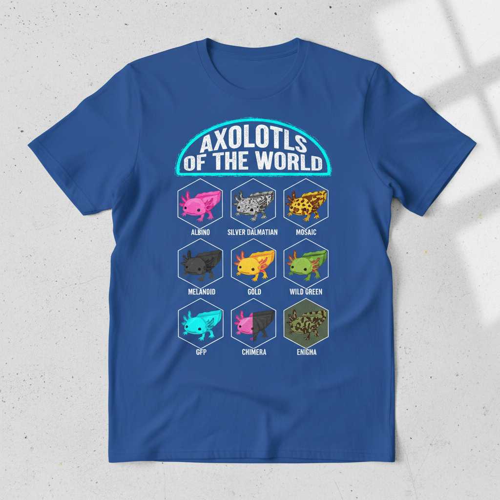 Axolotls of The World Graphic T-Shirt Tee Cute Kids Novelty Top Gift Idea
