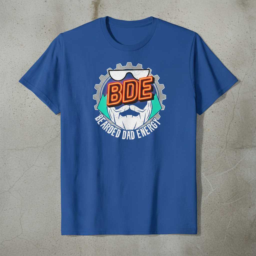 BDE Bearded Dad Energy Graphic T-Shirt Novelty Tee Fathers Day Gift Outfit
