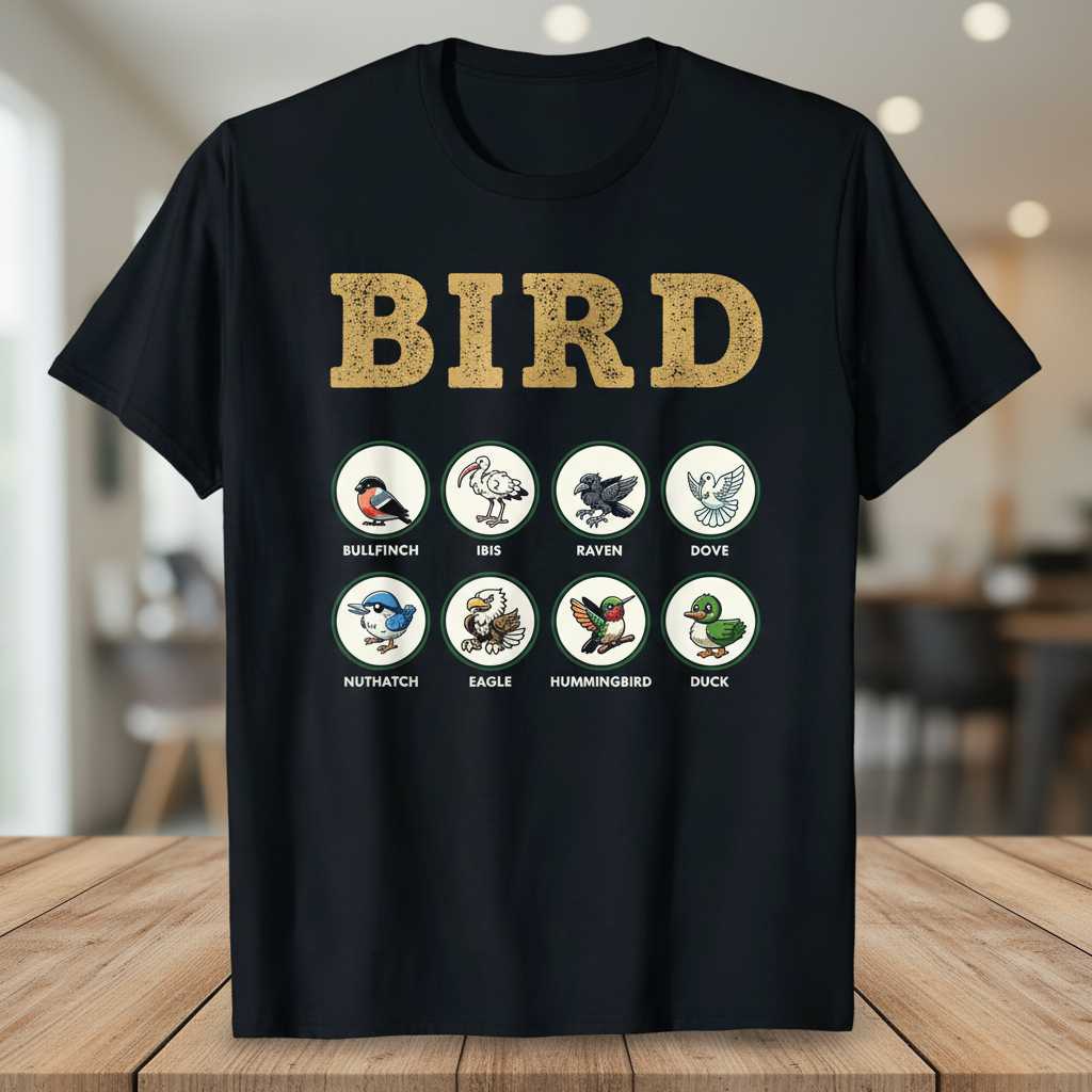 BIRD Vintage Graphic T-Shirt Tee for Bird Lover Enthusiast Gift Present Idea