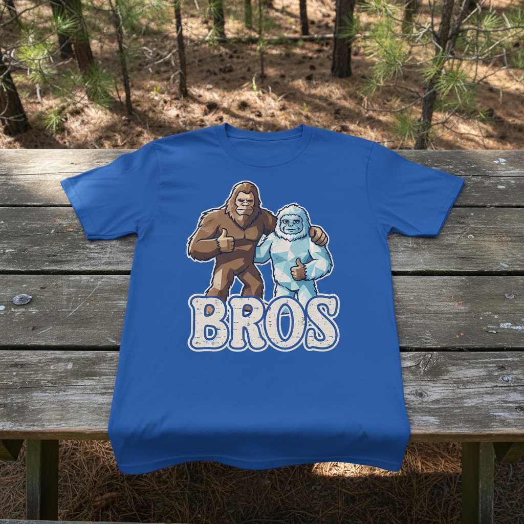 BROS Bigfoot Yeti Graphic T-Shirt Novelty Tee Unisex Gift Idea for Fan