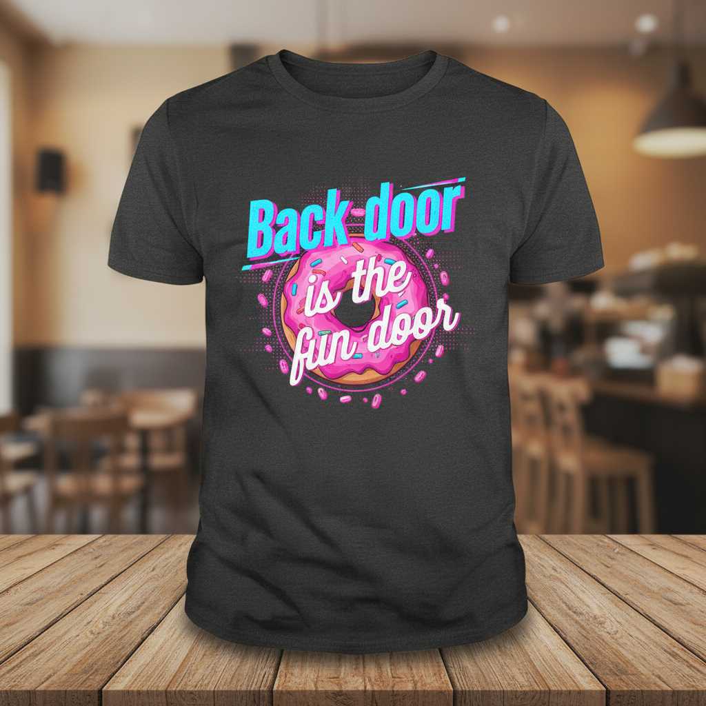 Back Door Is The Fun Door Graphic T-Shirt Novelty Tee Gift Idea for Humor Fans