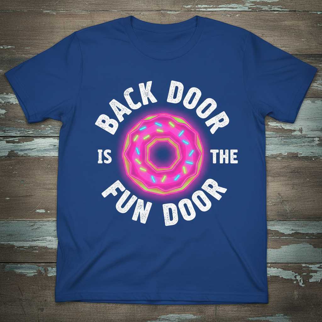 Back Door Is The Fun Door Graphic T-Shirt Novelty Tee Humor Gift Idea