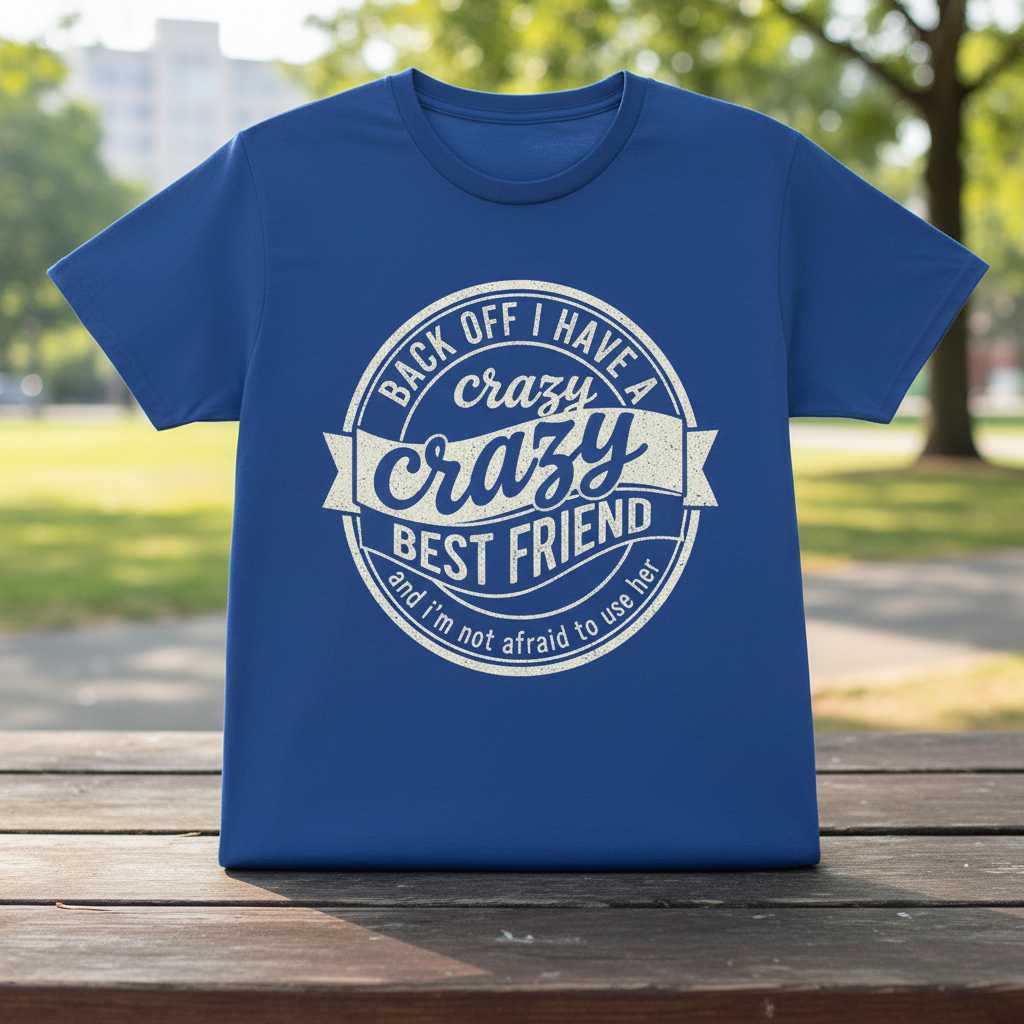 Back Off I Have A Crazy Best Friend T-Shirt Tee Graphic Novelty Gift Idea