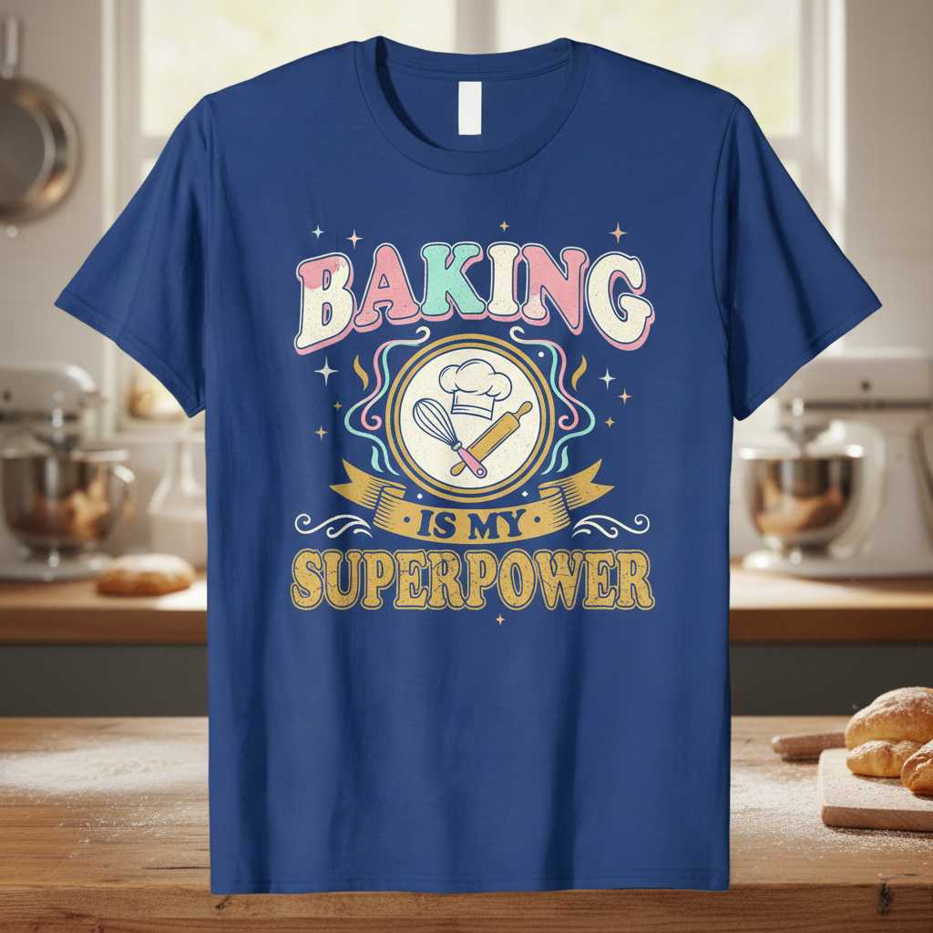 Baking Is My Superpower Graphic T-Shirt Tee Novelty Gift for Baker Enthusiasts