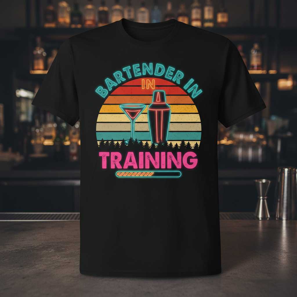 Bartender In Training Retro Graphic T-Shirt Novelty Tee Gift for Cocktail Lovers