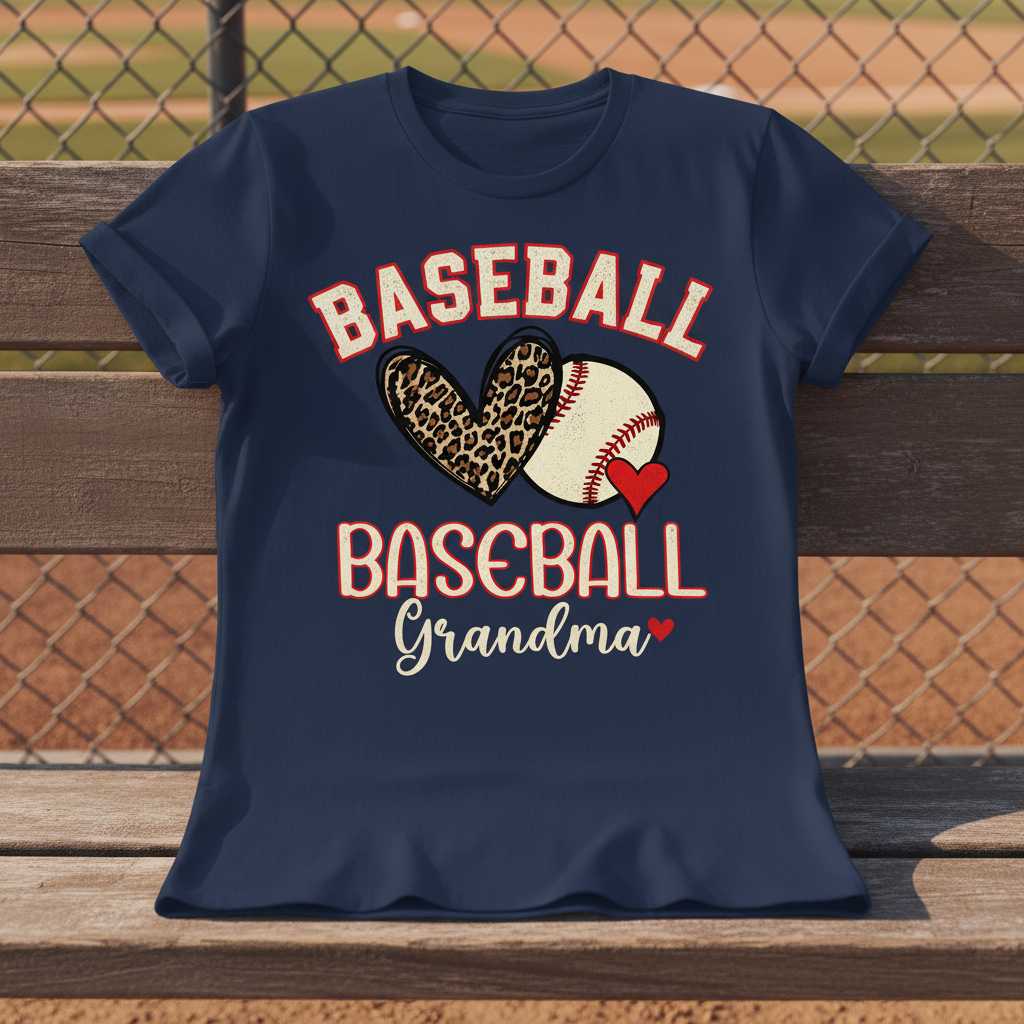 Baseball Baseball Grandma Graphic T-Shirt Novelty Tee Gift Idea for Sports Fans