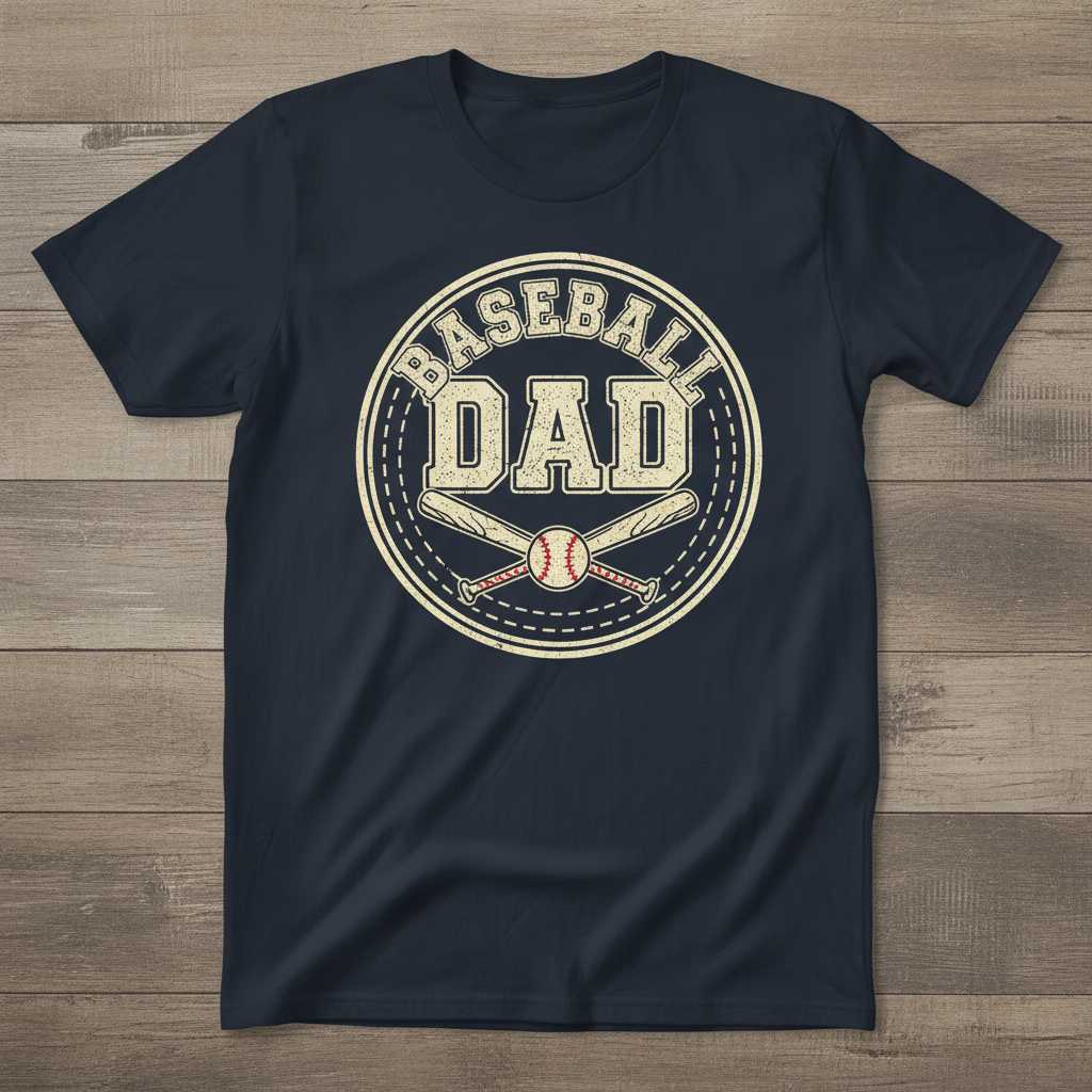 Baseball Dad Vintage Graphic T-Shirt Tee Fathers Day Gift Idea for Men Fans