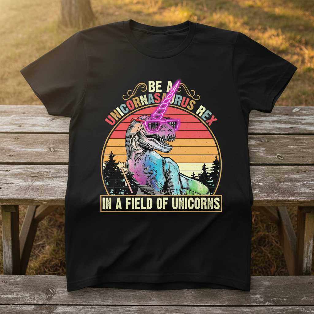 Be A Unicornasaurus Rex In A Field Of Unicorns Funny Graphic T-Shirt Tee Gift Idea