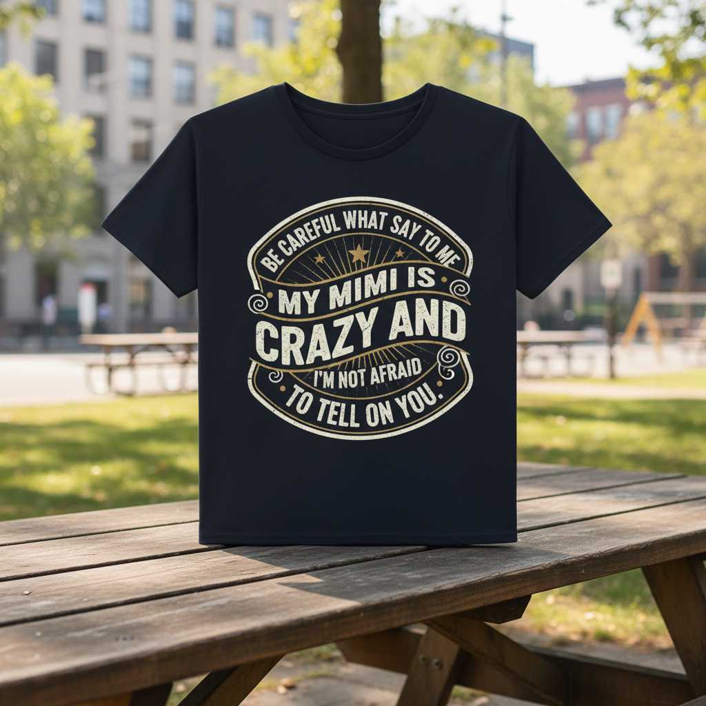 Be Careful What Say to Me My Mimi Is Crazy T-Shirt Graphic Novelty Tee Gift Idea