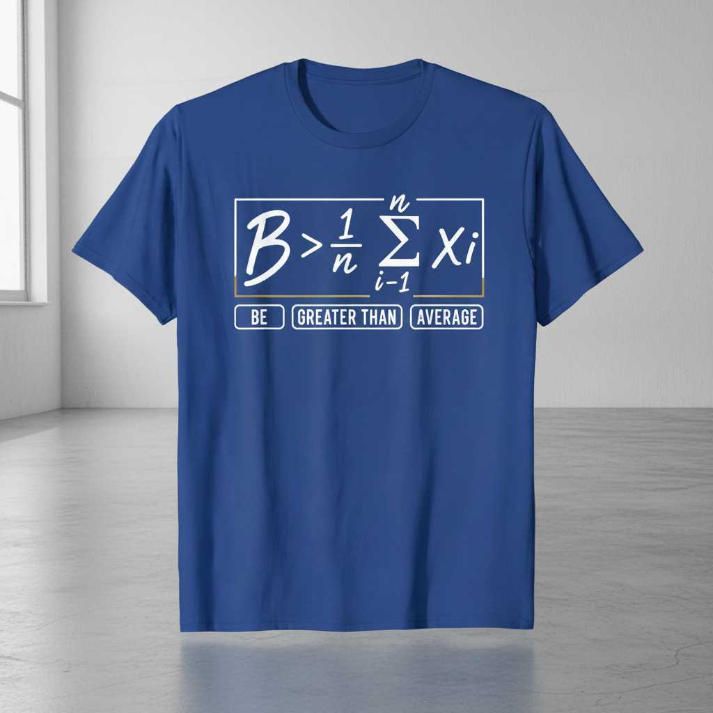 Be Greater Than Average Math Equation Graphic T-Shirt Novelty Tee Gift for Fans