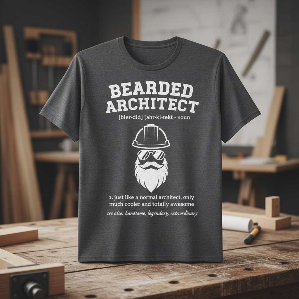 Bearded Architect Graphic T-Shirt Tee Novelty Gift Idea for Architecture Lover