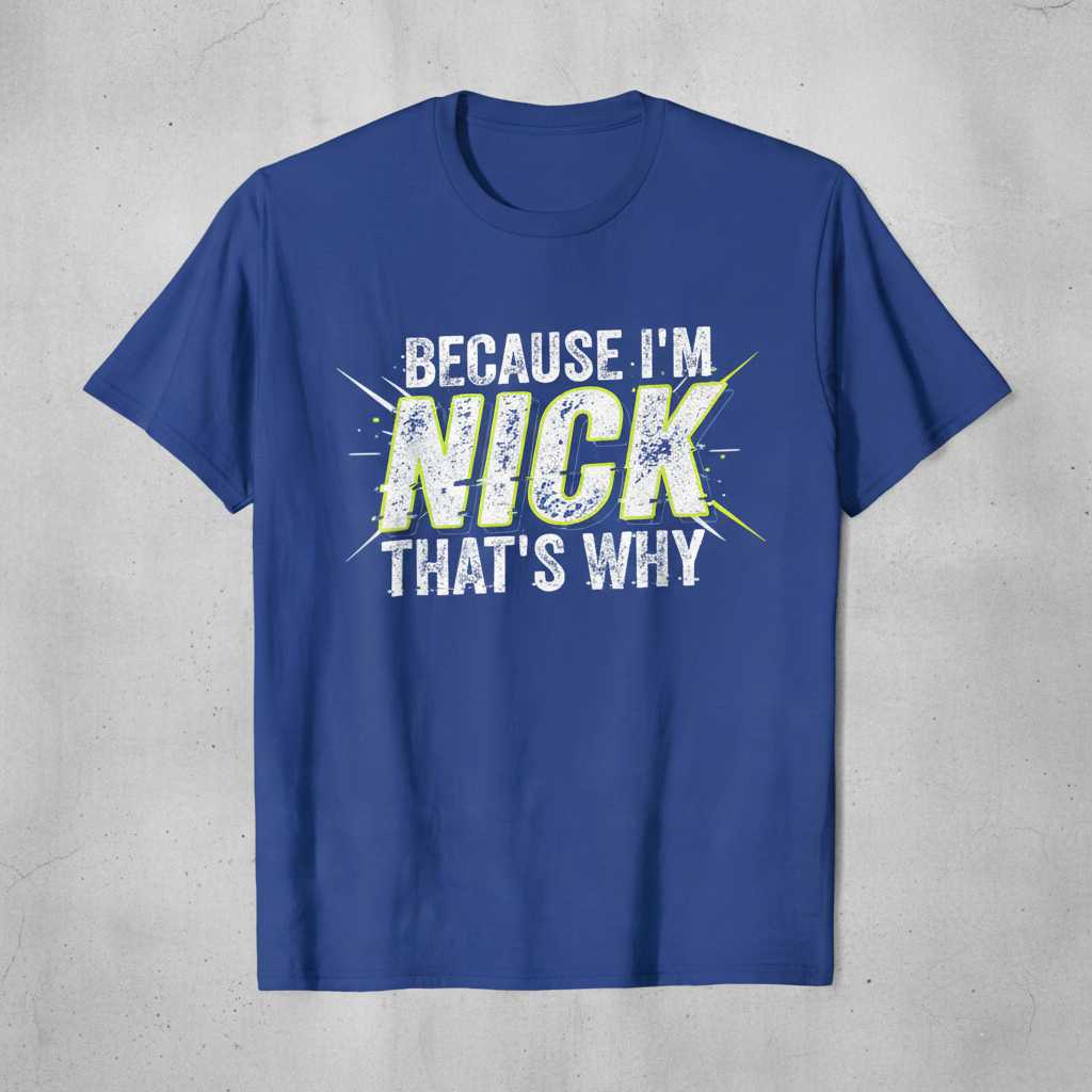 Because Im Nick Thats Why T-Shirt Tee Graphic Novelty Gift Idea for Nick Fans