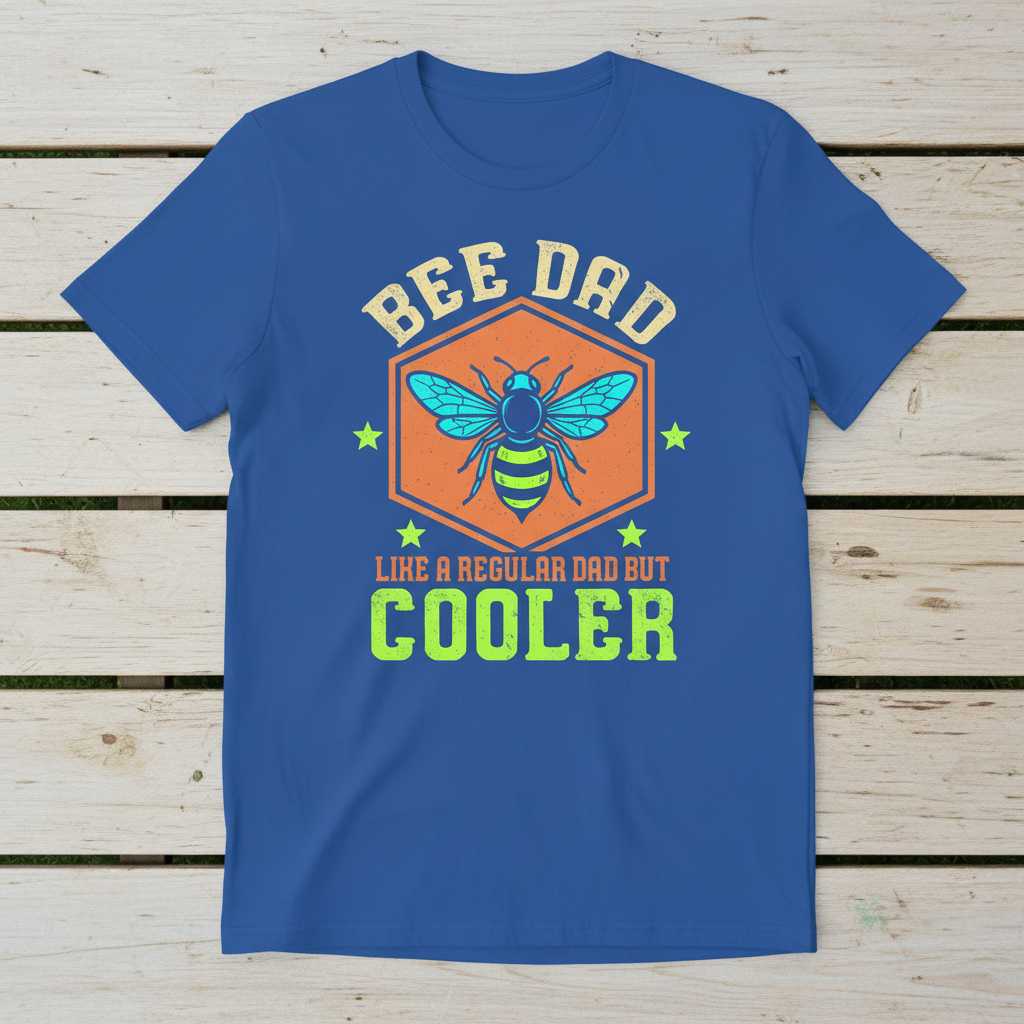 Bee Dad Like A Regular Dad But Cooler Graphic T-Shirt Novelty Tee Gift for Beekeepers