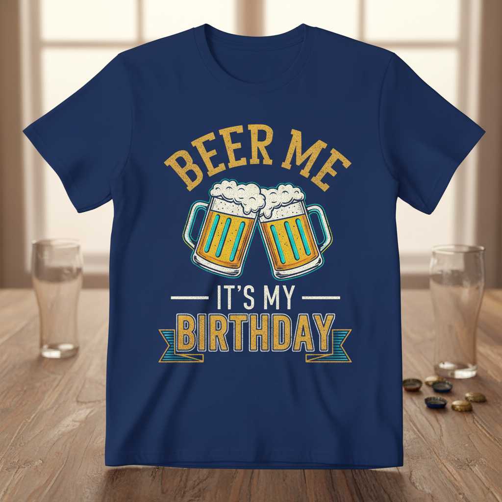 Beer Me Its My Birthday Graphic T-Shirt Novelty Tee Gift Idea for Beer Lovers