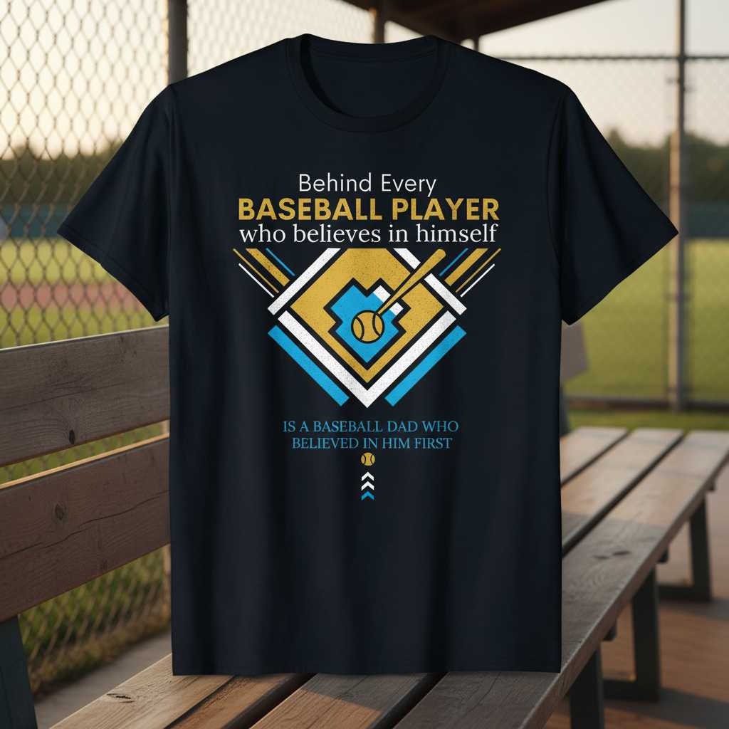 Behind Every Baseball Player Baseball Dad T-Shirt Tee Gift Idea for Sports Fans
