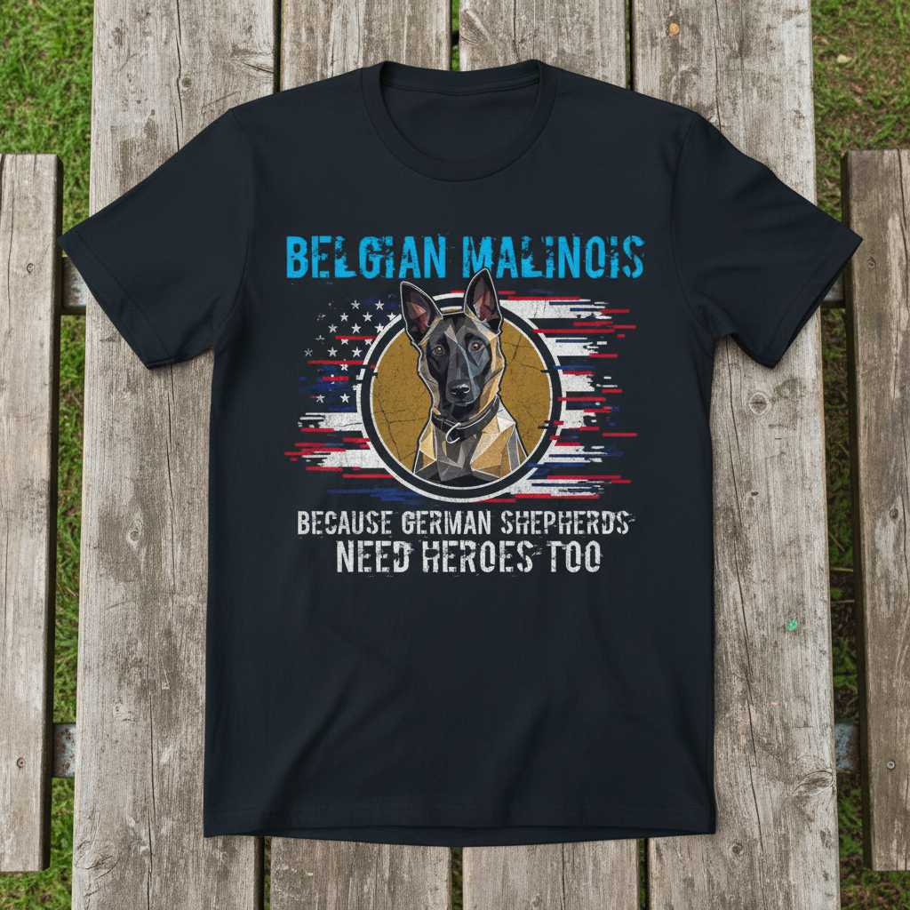 Belgian Malinois Because German Shepherds Need Heroes Too T-Shirt Tee Gift for Dog Lovers