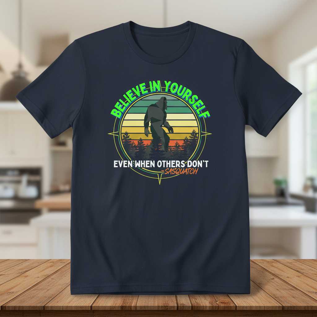 Believe In Yourself Even When Others Dont Sasquatch T-Shirt Tee Graphic Novelty Gift