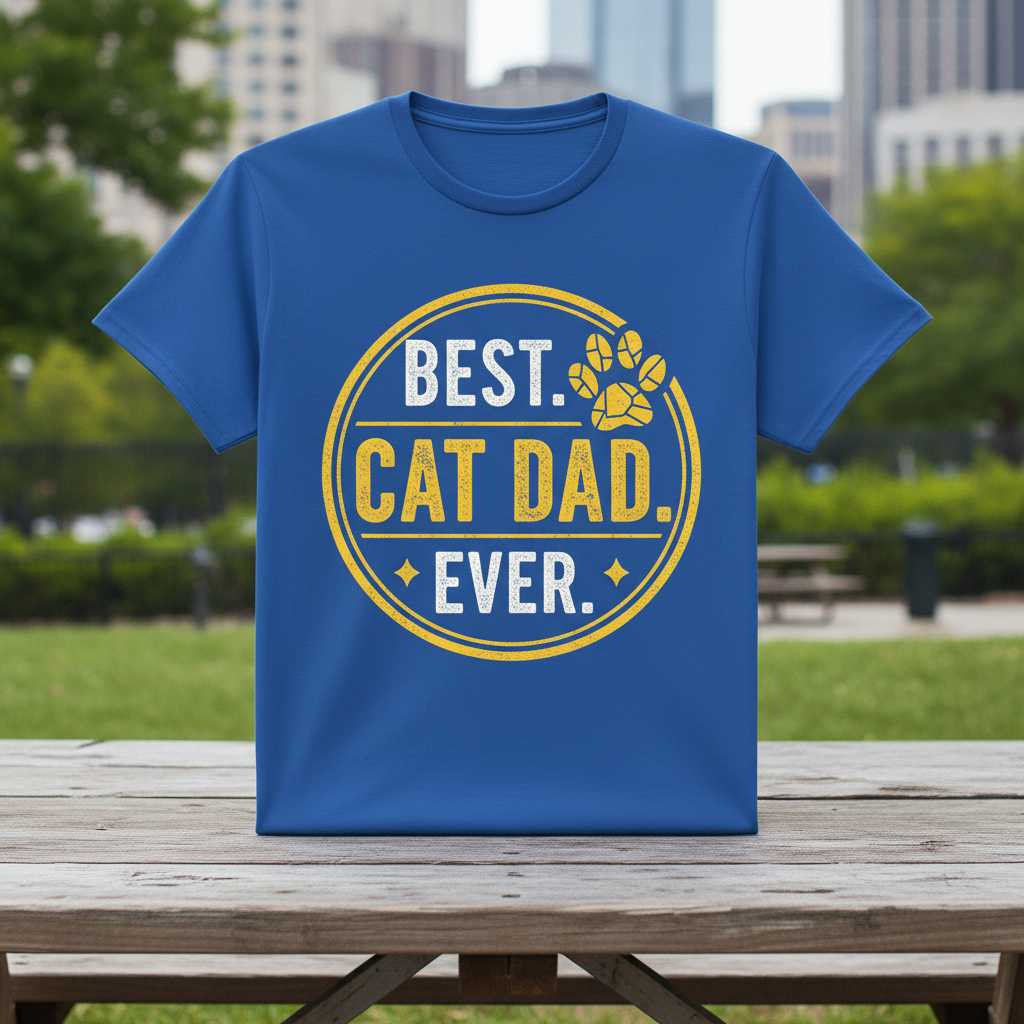 Best Cat Dad Ever T-Shirt Tee Graphic Novelty Top Gift Idea for Cat Lovers