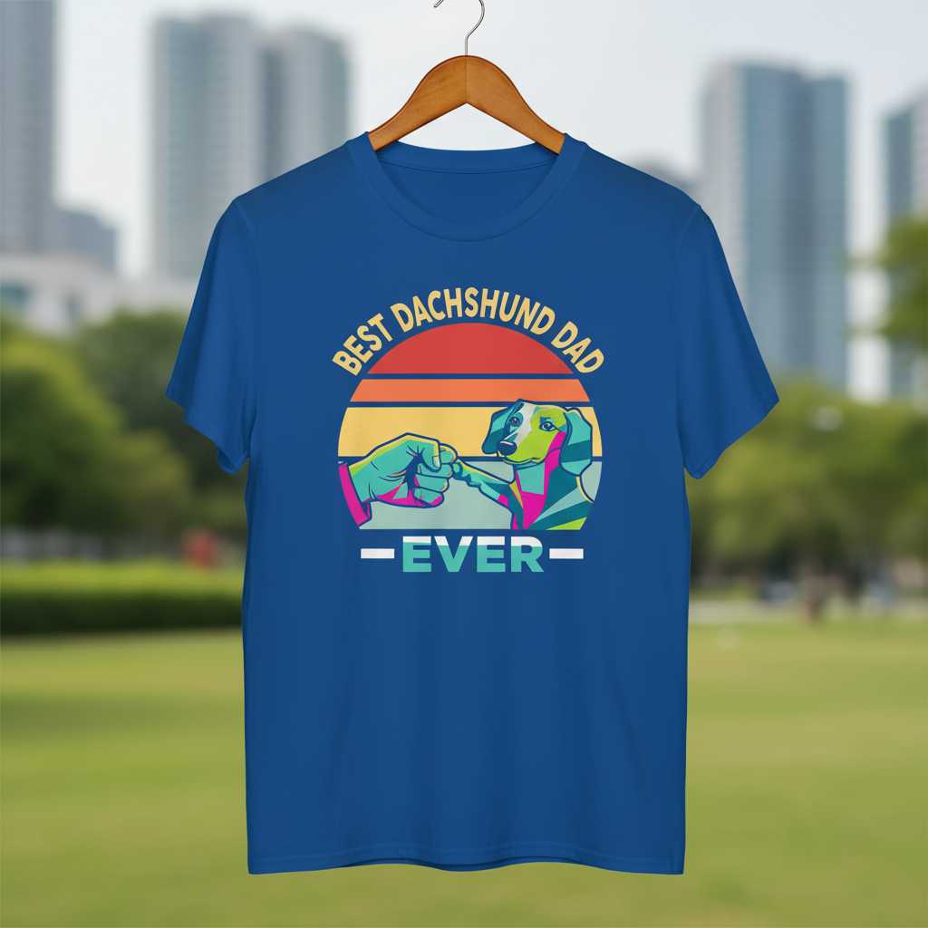 Best Dachshund Dad Ever Retro Graphic T-Shirt Tee Gift for Dog Lover