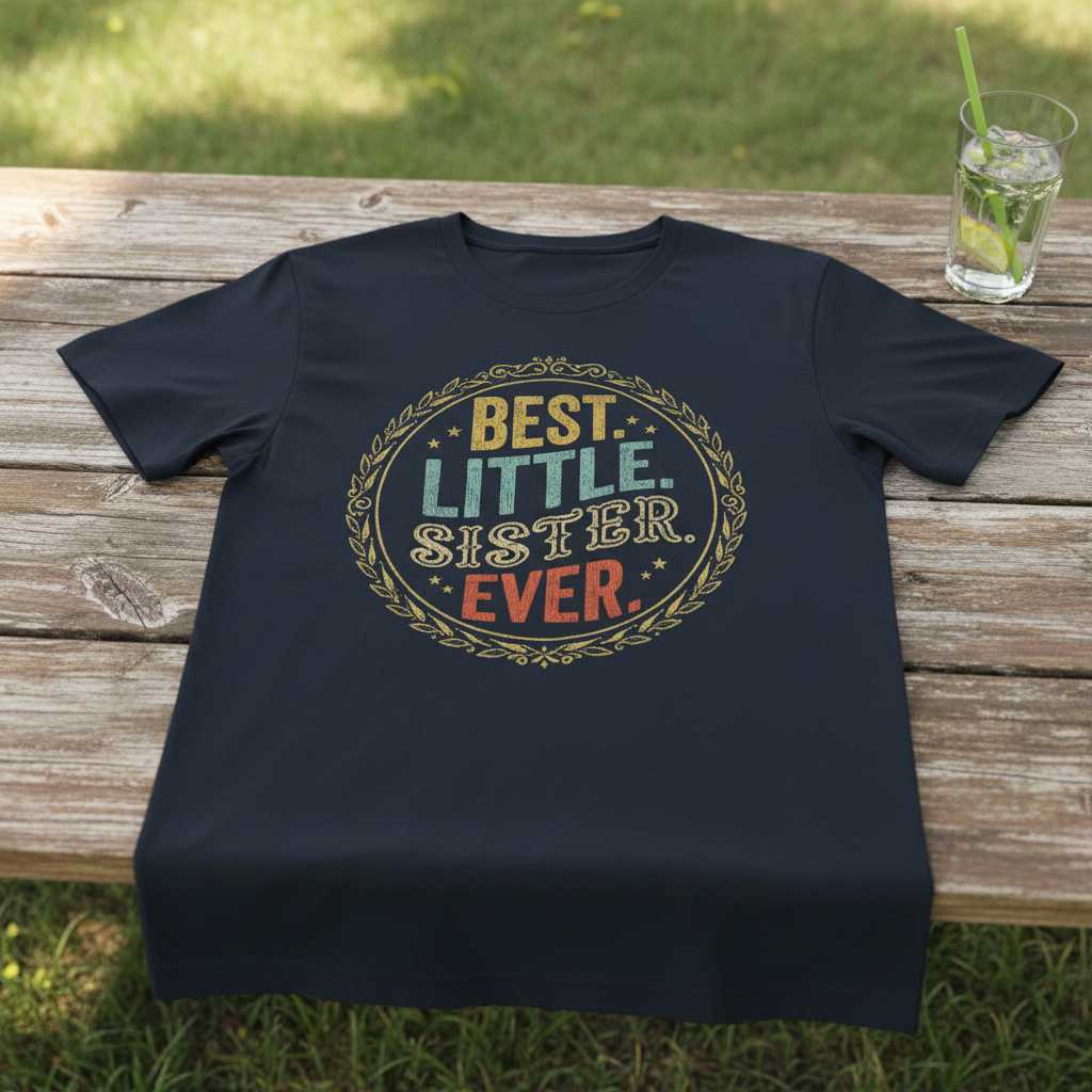 Best Little Sister Ever Vintage Graphic T-Shirt Tee Novelty Gift Present Idea