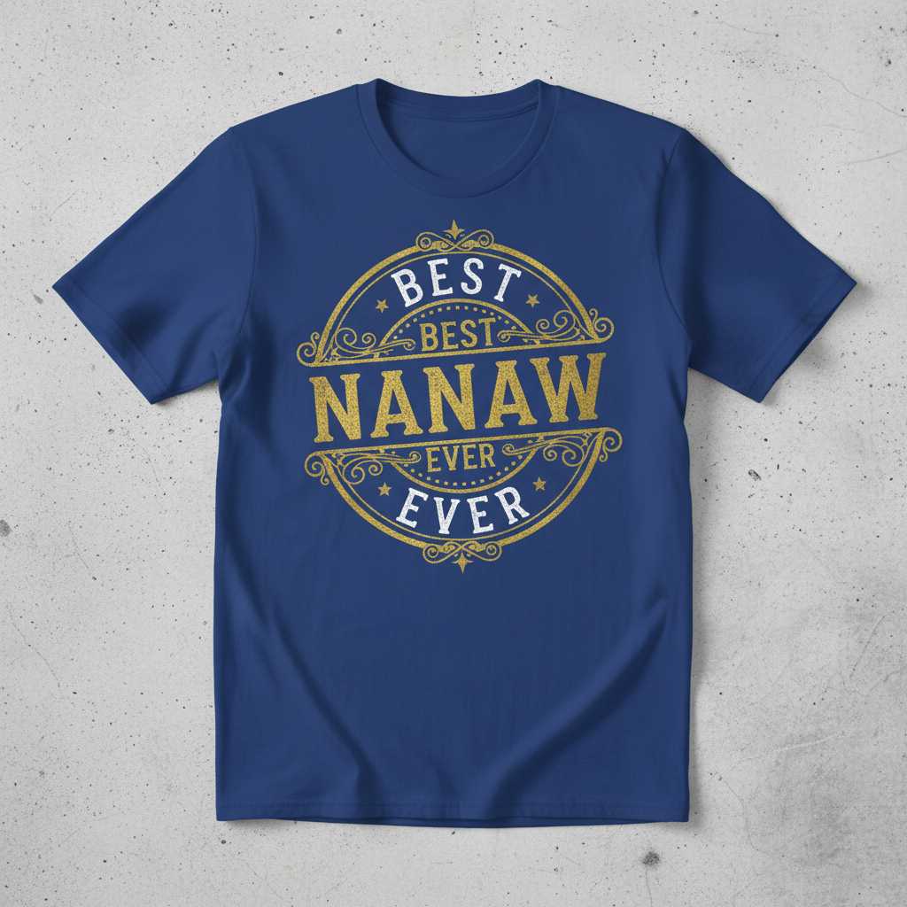 Best Nanaw Ever Graphic T-Shirt Novelty Tee Gift Idea for Grandma Fans