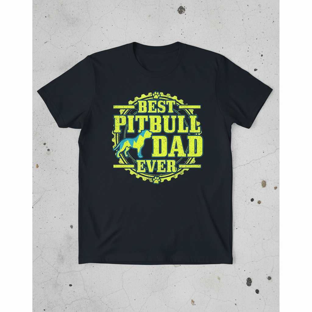 Best Pitbull Dad Ever Graphic T-Shirt Pit Bull Lover Tee Gift Idea Clothing