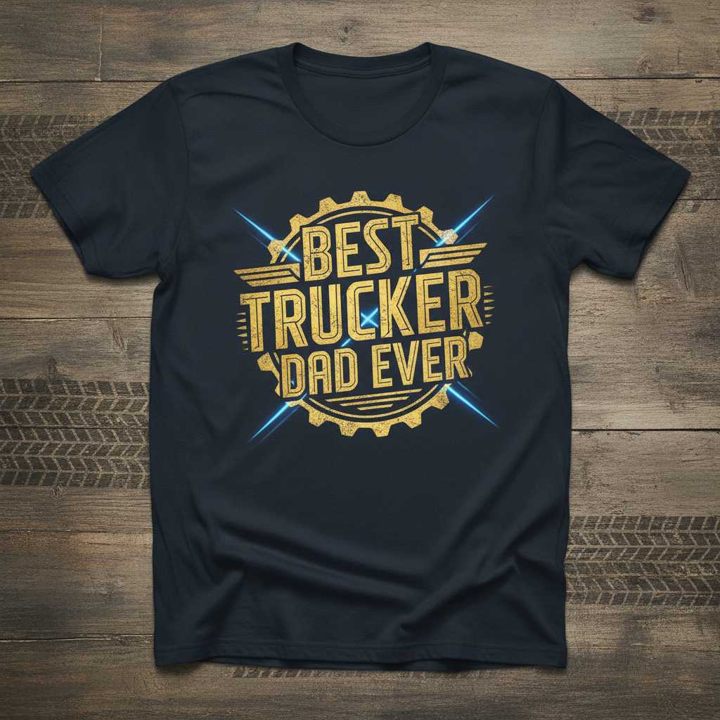 Best Trucker Dad Ever Graphic T-Shirt Tee Novelty Gift Idea for Truck Driver Dad