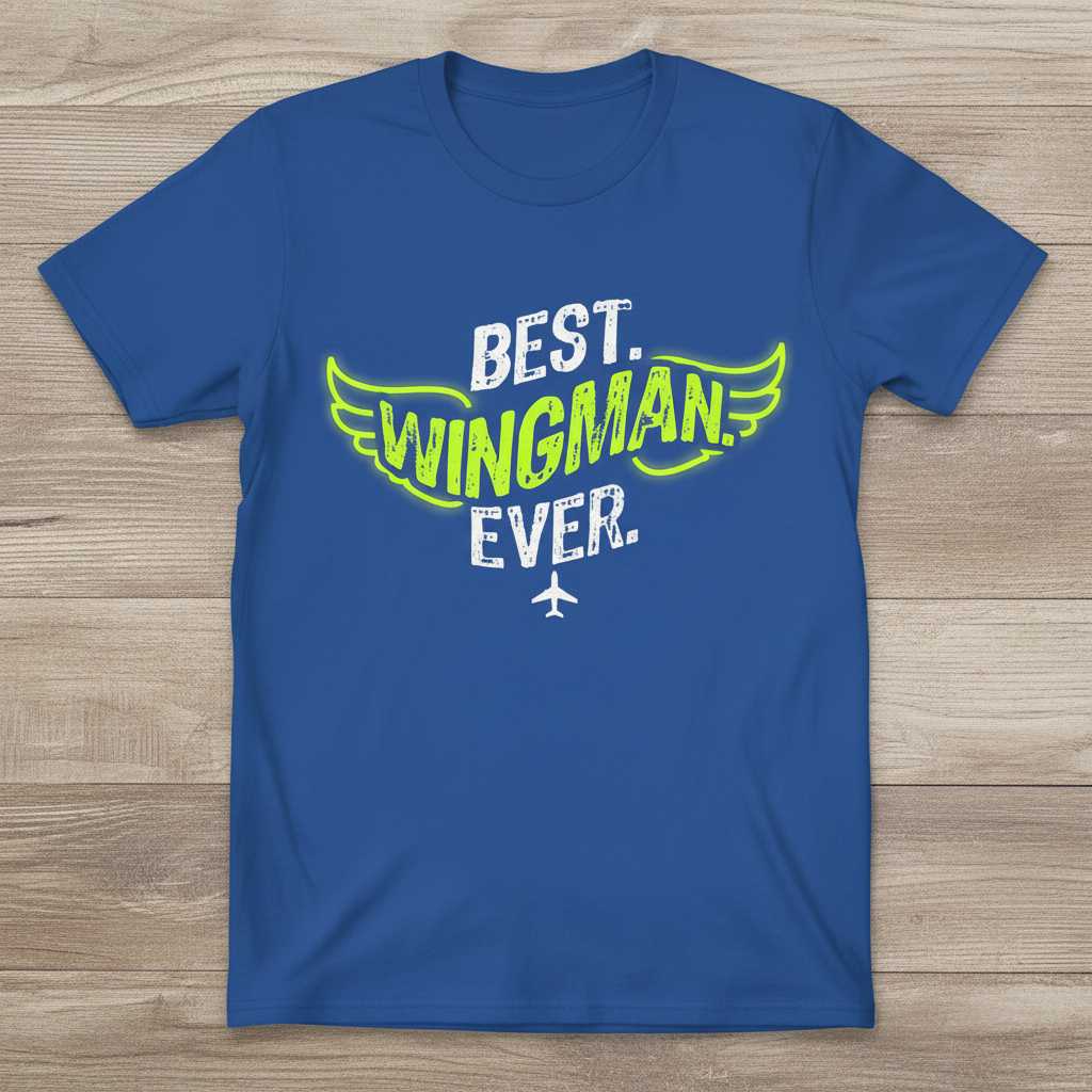 Best Wingman Ever Graphic T-Shirt Novelty Tee Gift Idea for Aviation Fans