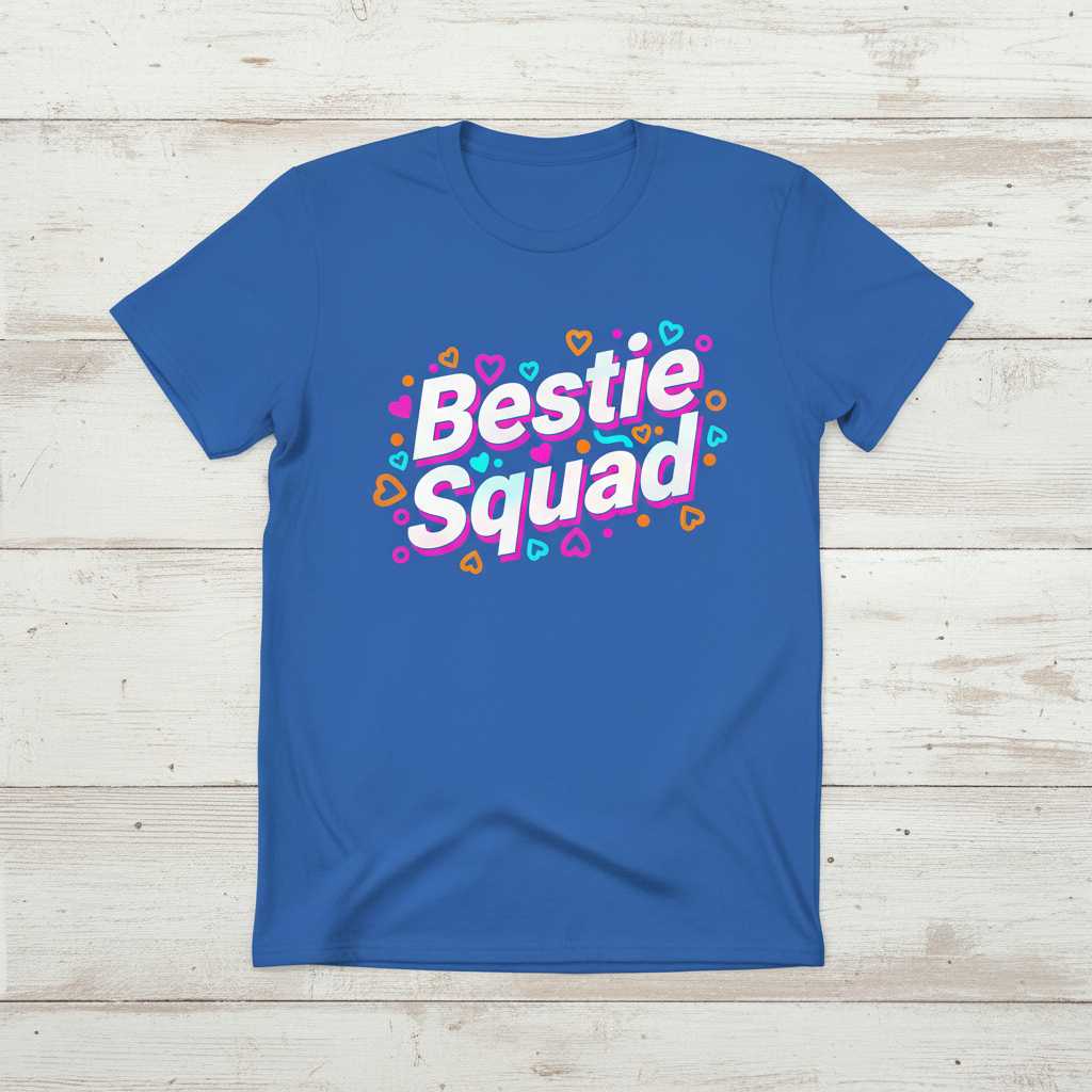 Bestie Squad Graphic T-Shirt Cute Friendship Tee Novelty Gift Idea for Best Friends