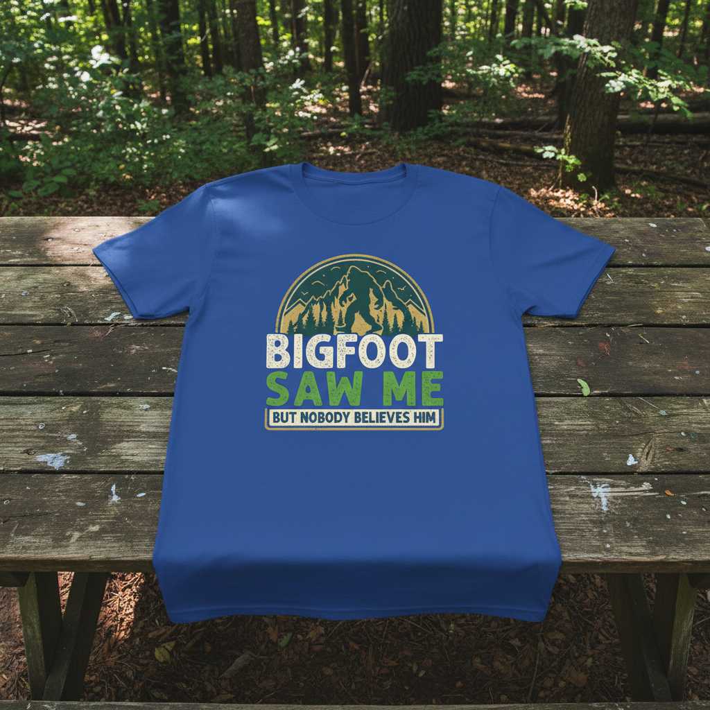 Bigfoot Saw Me But Nobody Believes Him Funny Graphic T-Shirt Tee Novelty Gift_new