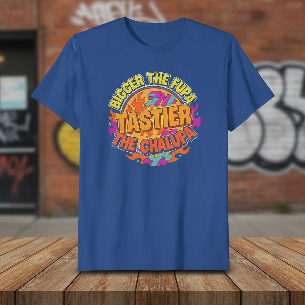 Bigger The Fupa Tastier The Chalupa Funny Graphic T-Shirt Tee Novelty Gift