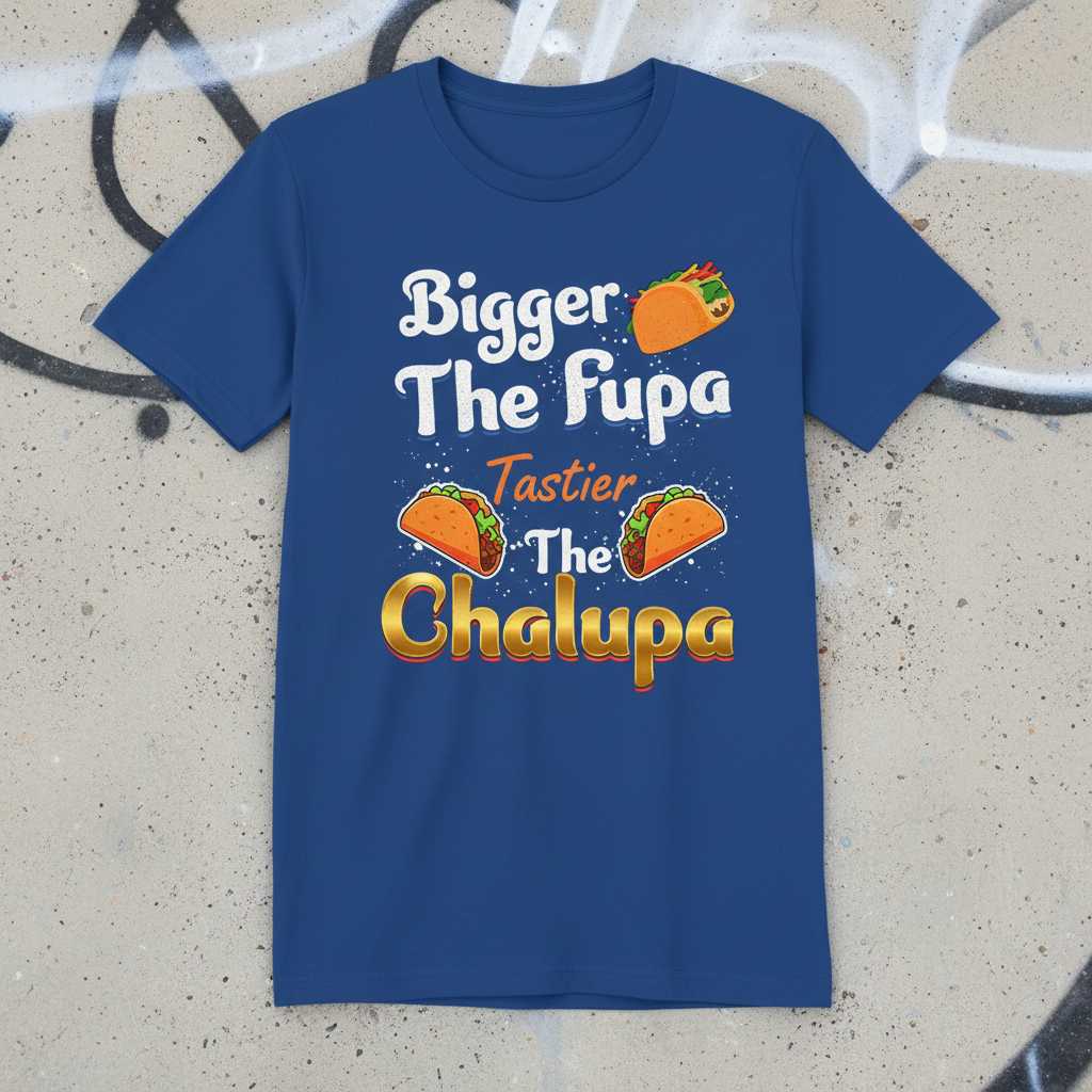 Bigger The Fupa Tastier The Chalupa Graphic T-Shirt Tee Funny Taco Lover Gift