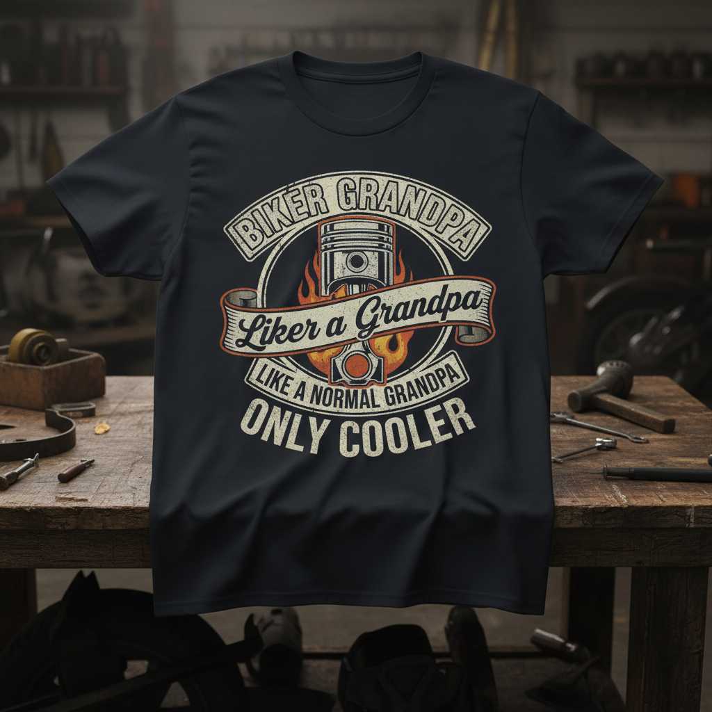 Biker Grandpa Like a Normal Grandpa Only Cooler T-Shirt Tee Vintage Graphic Gift
