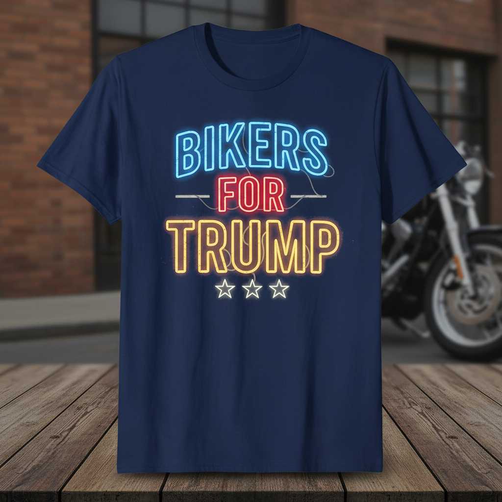 Bikers For Trump Graphic T-Shirt Tee Motorcycle Enthusiast Novelty Clothing Gift