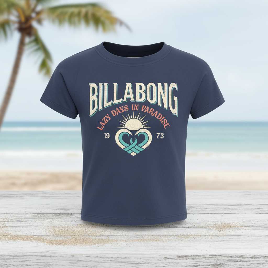 Billabong Lazy Days In Paradise Vintage Graphic T-Shirt Retro Surf Tee Gift