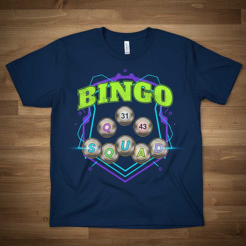 Bingo Squad Graphic T-Shirt Novelty Tee Gift Idea for Bingo Game Fans