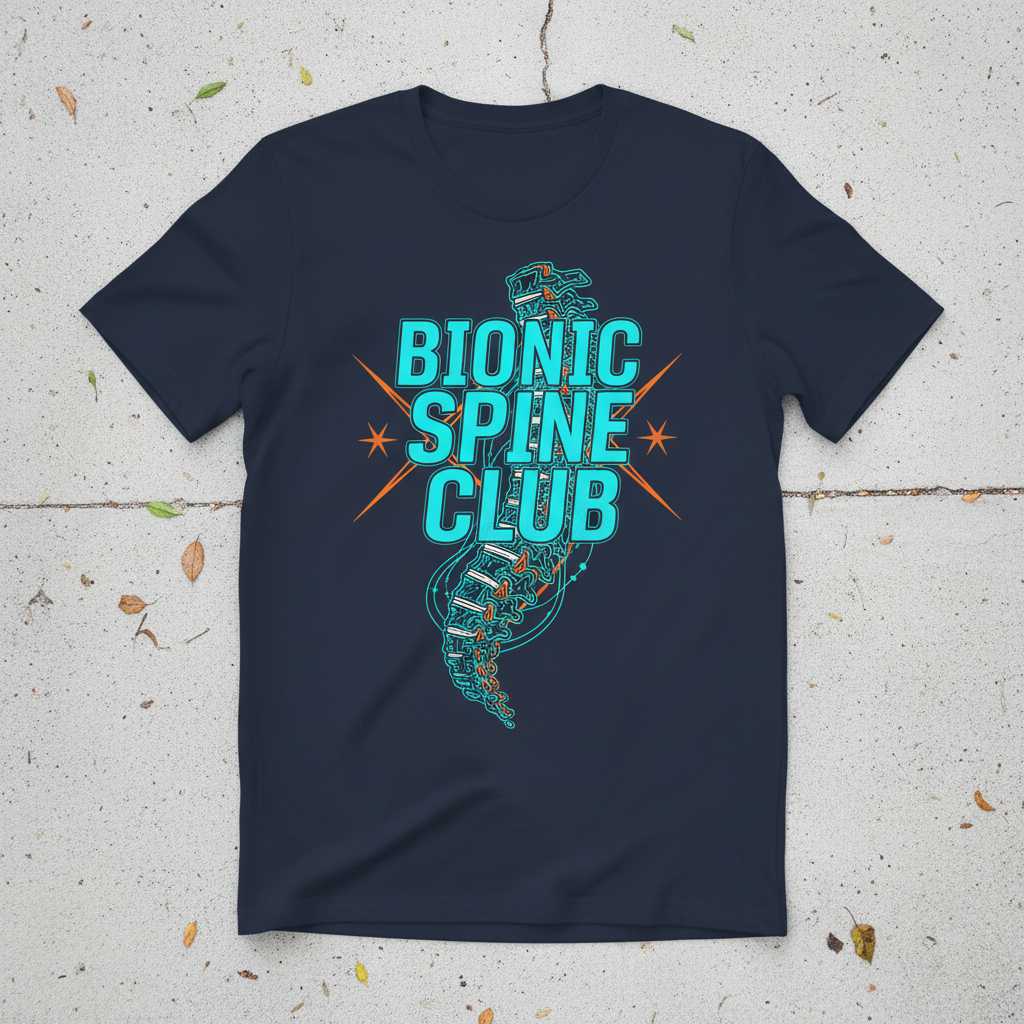 Bionic Spine Club Graphic T-Shirt Tee Novelty Top Gift Idea for Back Surgery