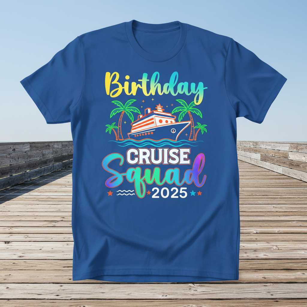 Birthday Cruise Squad 2025 Graphic T-Shirt Cruise Vacation Tee Souvenir Outfit