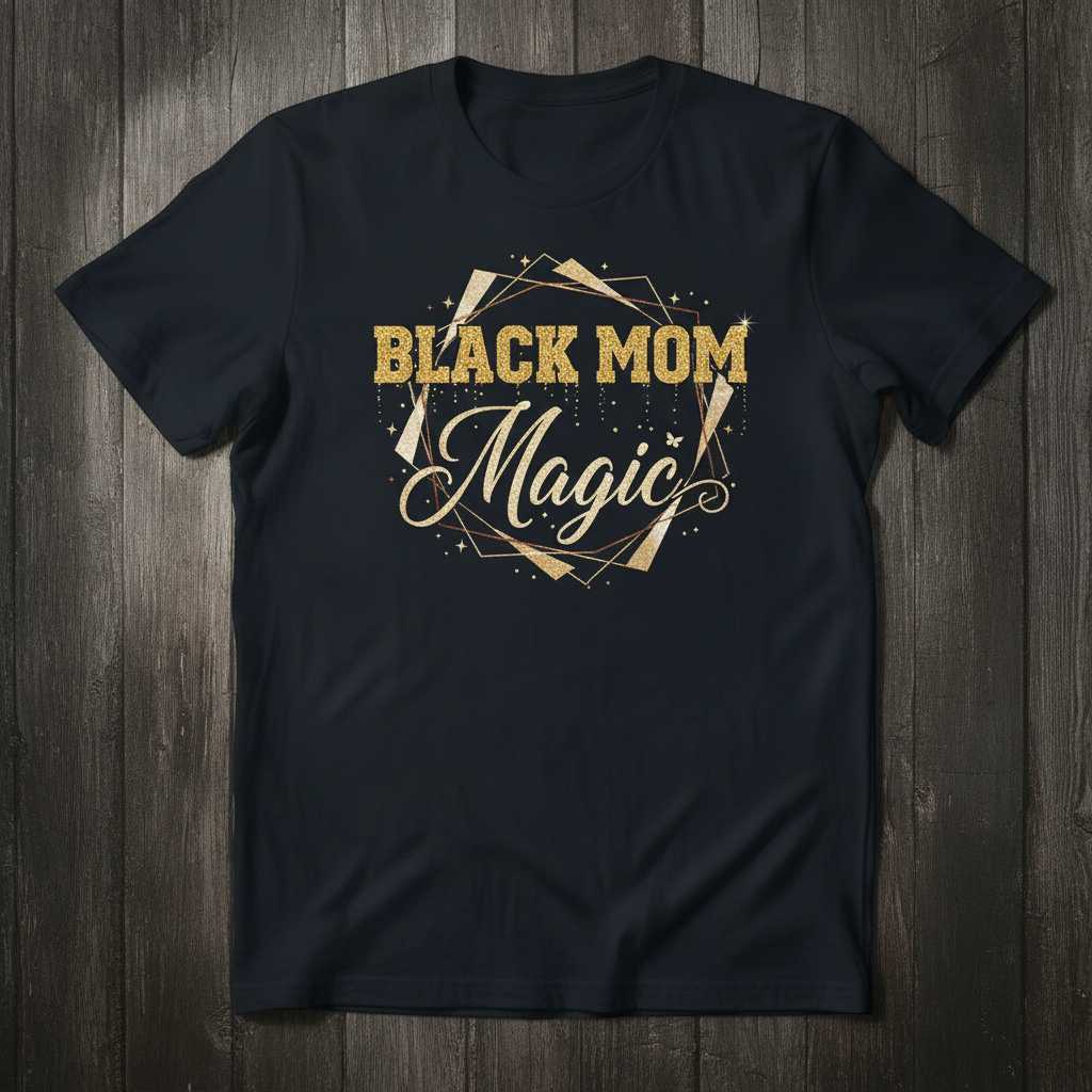 Black Mom Magic Graphic T-Shirt Tee Gift Idea for Mother’s Day Women’s Clothing